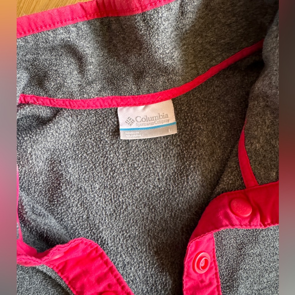 Columbia gray and pink button fleece pullover - Picture 2 of 4